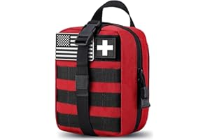 TANSOLE TAN SOLE Molle Pouch ifak First aid kit Bag Empty Trauma Medical Tear away Pouches for Belt Backpack Vest Car Molly Med Pouch 600D nylon Small Tactical pouch (RED)