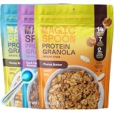 Magic Spoon High Protein Granola Variety 3 Pack - Low Sugar | Honey Almond, Dark Chocolate Almond &amp; Peanut Butter, low carb sugar free protein snacks &amp; breakfast food, grain &amp; gluten free