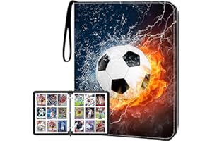 HESPLUS Trading Card Binder with Sleeve, 900 Pockets Soccer Card Binder Sports Cards Storage Organizer for Football Baseball or Game Trading Cards with 50 Removable Sleeves Cards Collector Album