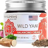Four Elements Wild Yam Balancing Cream 2oz | Organic Yam Root for Women | 2023 Herb Symposium Award Winner | Black Cohosh, Red Clover Blend Vitex, Shea Butter &amp; Beeswax | USA Made | All Skin Types