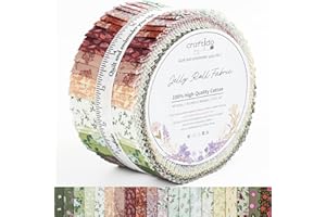 Craftido-18 Options-100% Cotton Jelly Roll Fabric Precut Strips for Quilting, Crafting, and Sewing, 40 Strips 2.5" x 44" Asso