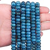 Songxi 5x8mm Natural Apatite Stone Rondelle Beads, 75PCS Spacer Round Loose Abacus Beads for Jewelry Making, Gemstone for Bracelet Necklace Earrings, Arts and Crafts