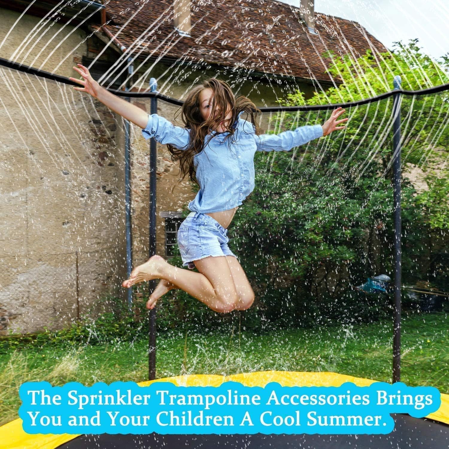 Bobor Trampoline Sprinkler for Kids, Outdoor Trampoline Backyard Water Park Sprinkler Fun Summer Outdoor Water Toys for Boys Girls. (39ft): Toys & Games