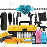 17PCS Bike Cleaning Kit, Bicycle Cleaning Toolbox with All-Weather Chain Lube, Chain Scrubber, Chain Degreaser, Bike Cleaner, Brushes, Sponge, Towel &amp; Cleaning Rope for MTB/Mountain/Road/E Bikes