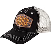 Dodge Trucker Hat, Vintage Logo Adjustable Snapback Baseball Cap with Curved Brim, Black, One Size