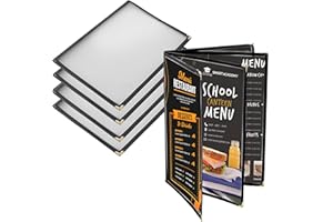 TAOLUE 4-PCS Menu Covers 8.5 x 11 Inch Menu-Holder - 4 Page 8 View Restaurant Menu Book Fits A4 Size Paper, Clear Menu Sleeves Bar Cafe Menu Folder Morning Menu Homeschool, Black