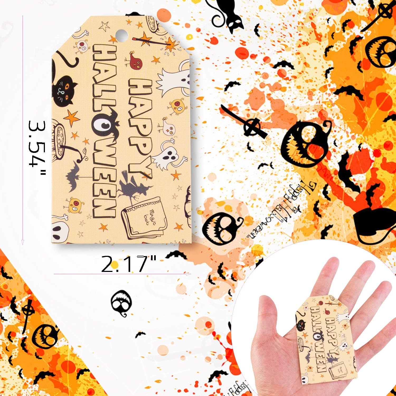 Halloween Tags - 60 Pieces Halloween Tags - Spooky Halloween Tag - Halloween Treat Tags - Perfect Decorations for Halloween Bags, Halloween Candy Bags: Home & Kitchen