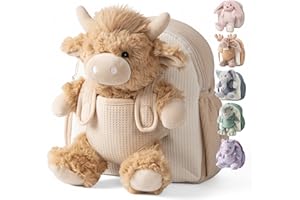 Moonkie Hug & Go Highland Cow Toddler Backpack – Soft Plush Bag with Take-Along Toy for Boys Aged 2–4 | Ideal for Daycare | Travel & Birthday Gifts for 3-Year-Old Kids