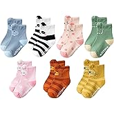 Lovilli Co. 7-Pack Cute Animal Baby Socks Non Slip Grip Toddler Kids Sock Newborn Essentials