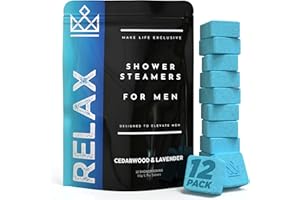 MAKE LIFE EXCLUSIVE Shower Steamers for Men - Relax - Cedarwood and Lavender Organic Shower Bombs - 12 Pack of Relaxing Tablets - Strong Scented Long Lasting Aromatic Steamers