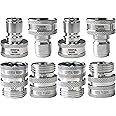 Essential Washer Stainless Steel ¾” Garden Hose Quick Connect Fittings | One Hand Operation Design | Plug & Coupler Set Of 4
