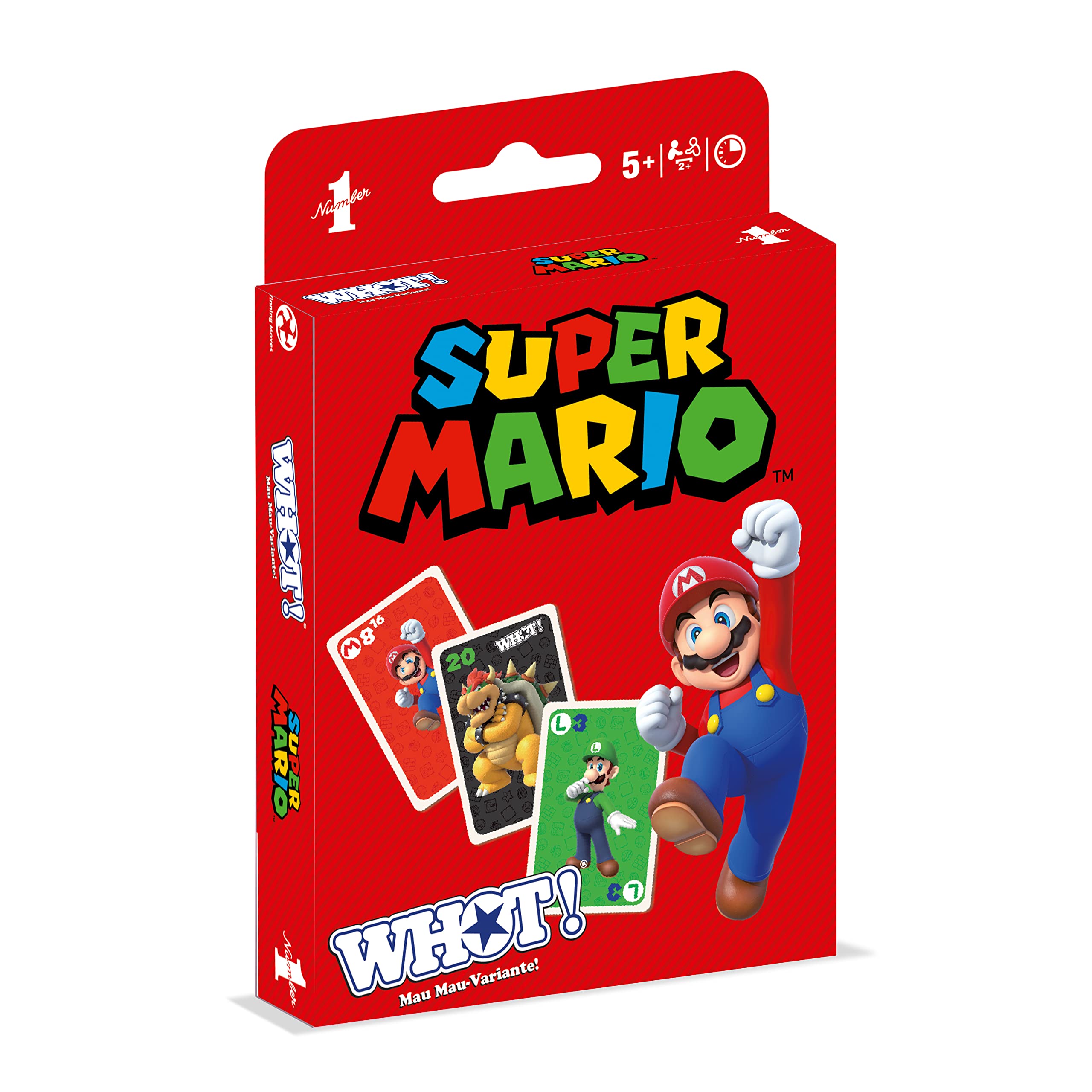 Waddingtons Number 1 WHOT! Mau-Mau-Variante Super Mario Kartenspiel für Kinder - Super Mario für Familie - 1+ Spieler ab 5+ Jahren - Deutsch