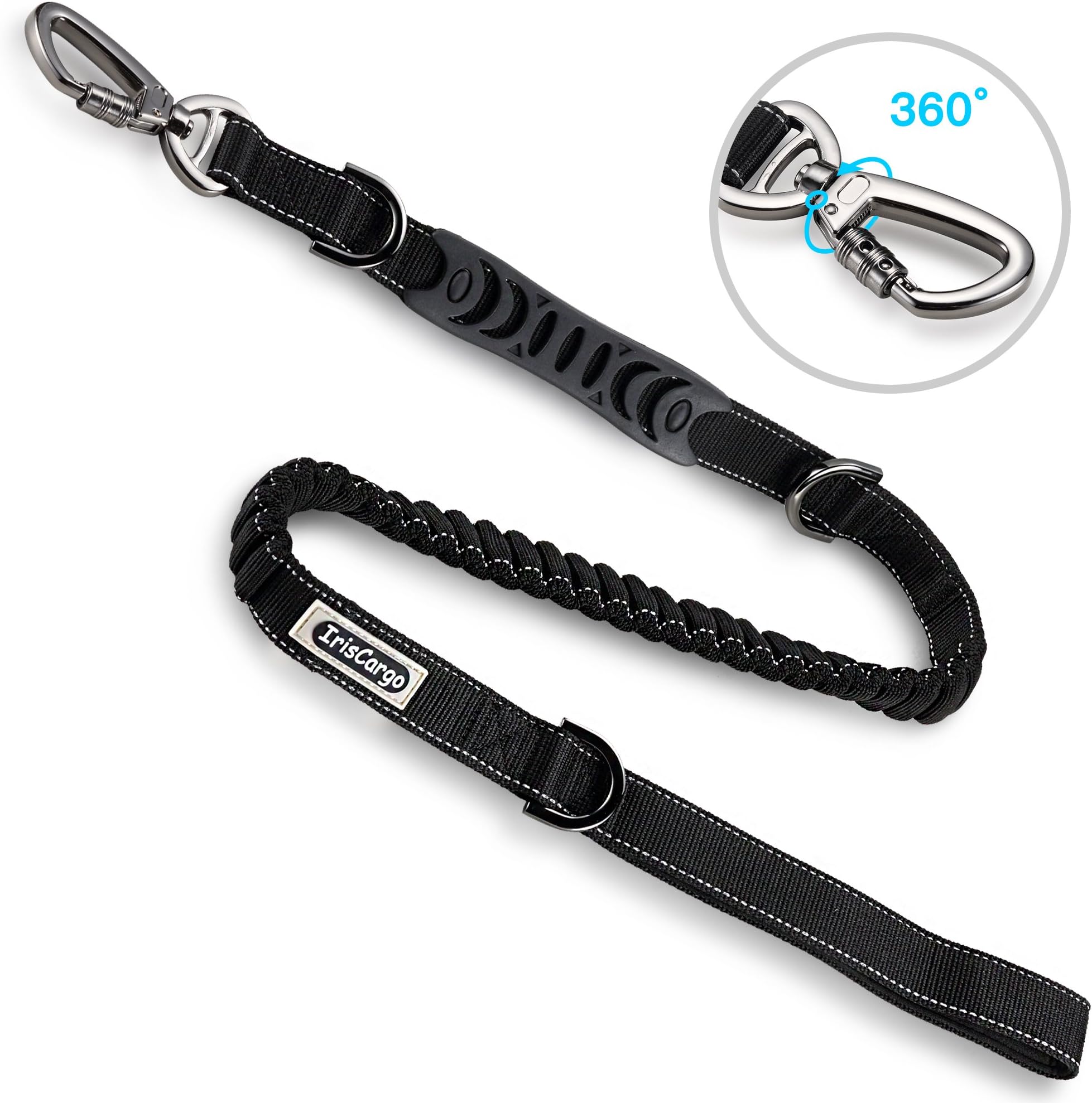 IrisCargo Dog Lead, Strong Dog Lead with Soft Padded Handle and High Reflective Threads Extendable Dog Training Lead for Small Medium Large Bungee Dog Lead Reflective Leash for Dog Training,Walking