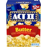 Act II Butter Microwave Popcorn, 2.75 oz., 12-ct Bags | 3g fiber per serving; gluten-free; Butter flavor; made with 100% whole grain kernels; great for movie night &amp; entertaining