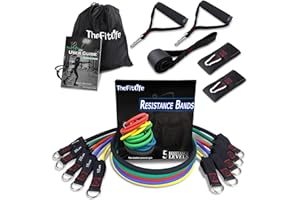 TheFitLife Resistance Bands with Handles - Designed for American Body Types, Exercise Workout Tubes for Men, Women, Includes Large Handles, Ankle Straps, Door Anchor, Fitness Levels
