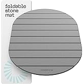 deepstone Foldable Stone Bath Mat Large 24” x 15” (Oval) – Diatomaceous Earth Bath Mat, Quick Dry Stone Shower Mat with Non-Slip Base, Water Absorbing Bathroom Stone Mat for Shower, Easy Clean, Grey