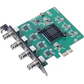 CIUCIMEE 4-Channel CVBS Composite Video Capture Card, PCIe x1, 4 BNC, D1 | Capture 4 CVBS sources simultaneously at D1 resolution. PAL 50 fps / NTSC 60 fps per channel. Video only; no audio capture.