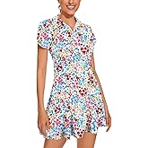 LURANEE Athletic Dress for Women Petal Short Sleeve Tennis Dresses with Shorts and Pockets Flowy Golf Outfits