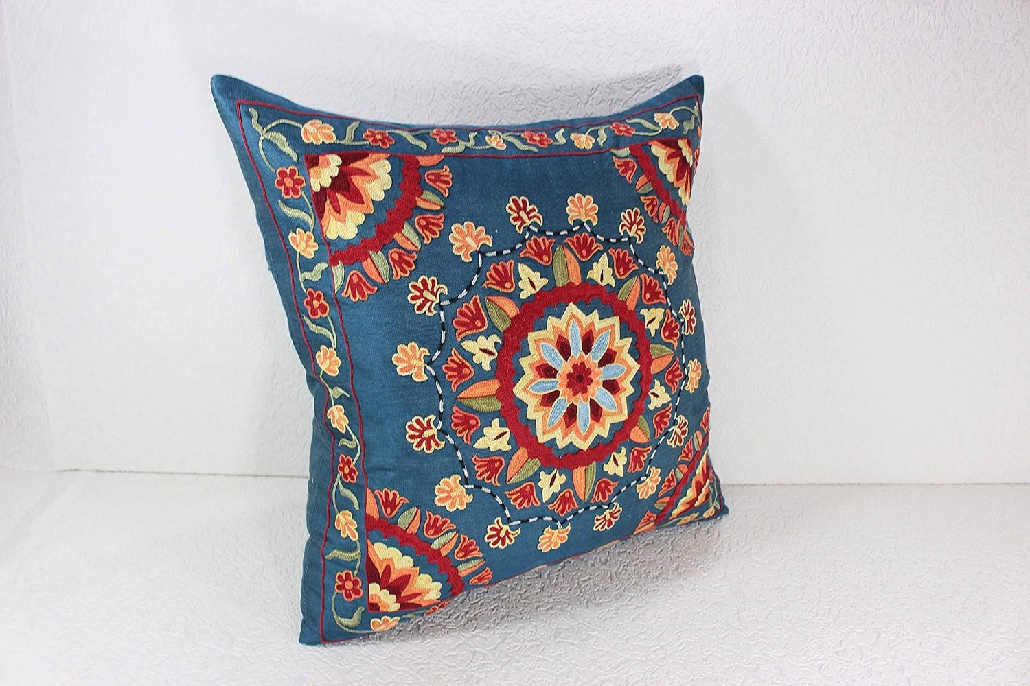 Amazon Com Hand Embroidered Suzani Silk Pillow Cover Sp43 Suzani