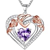 JKK Valentines Day Gifts for Mom - S925 Sterling Silver 12 Month Birthstone Necklaces Valentine's Day Mothers Day Birthday Christmas Gifts for Women Wift Mom