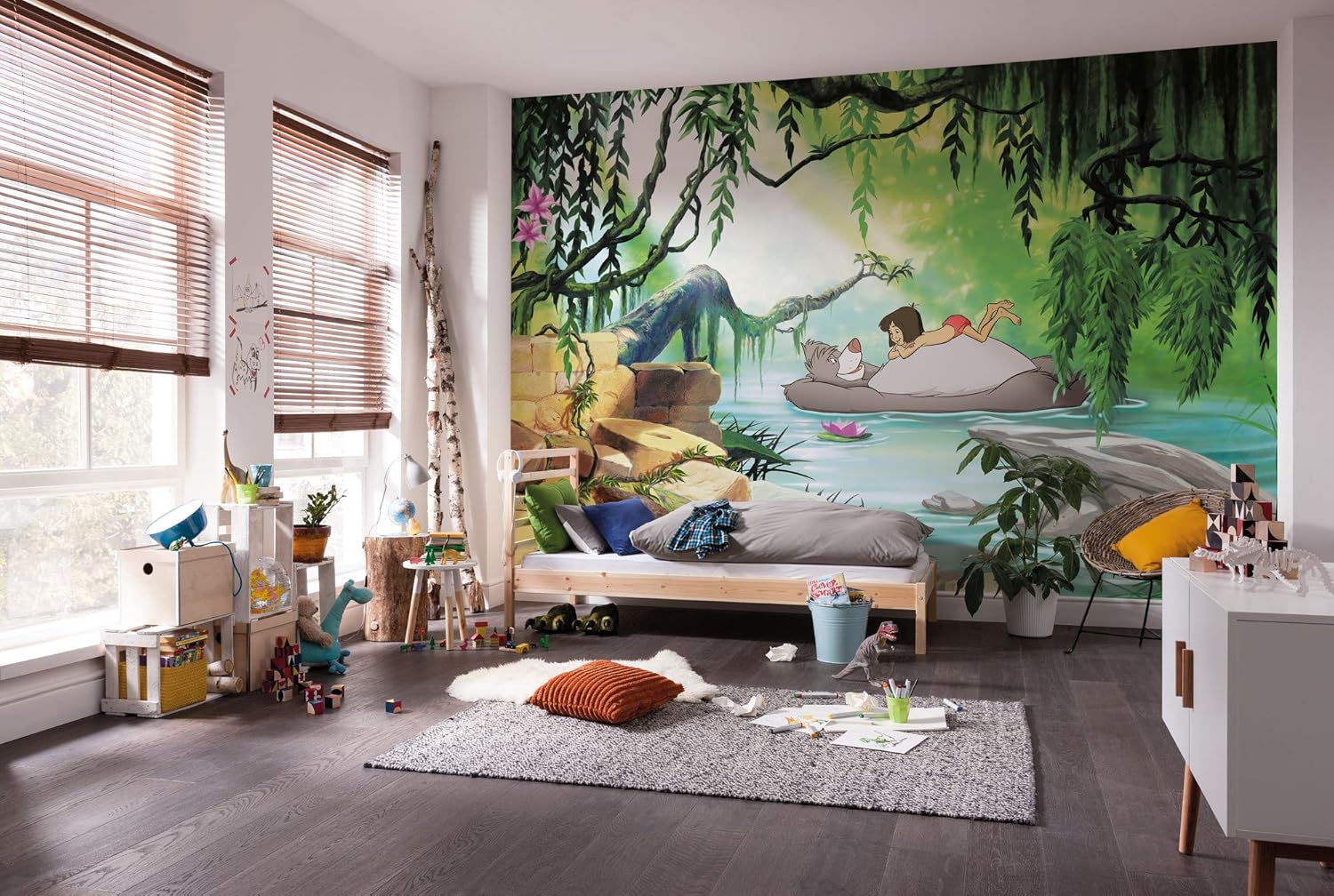 Komar Disney Photo Wallpaper JUNGGLE Book Swimming with Baloo Size: 368 x 254 cm (Width x Height) Wallpaper Children Wall Nursery Decoration 8-4106