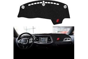 QIANJIANG Dash Cover for Dodge Challenger 2015-2023 2024 Accessories Dashboard Cover Mat Protector Center Console Dash Cover Sunshade Glare UV Rays Protector Nonslip Interior Pad (Black Edge)