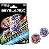Beyblade X Beat Tyranno 4-70Q &amp; Knife Shinobi 4-80HN Dual Pack Set with 2 Right-Spinning Tops; Authentic Takara Tomy Battle Tops; Games/Toys for Boys &amp; Girls 8+