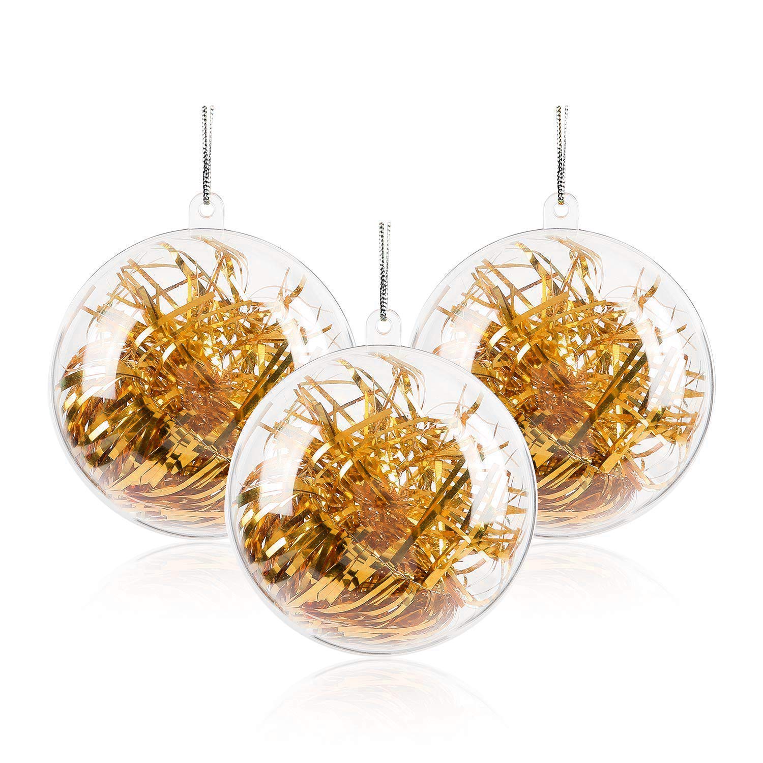 20X 80mm Diameter Zogin Clear Transparent Ball Christmas Tree Ornaments DIY Fillable Ball Baubles for Kids