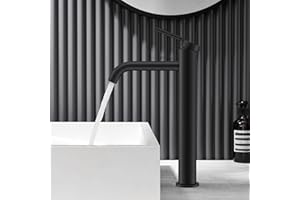 KENES Black Tall Bathroom Faucet Matte Black Vessel Sink Faucet One Handle Single Hole Modern Bathroom Sink Faucet Washroom V
