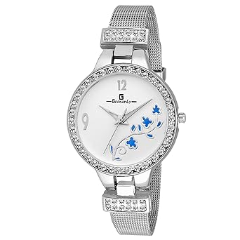 Geonardo Cyphero Analogue White Dial Silver Chain Watch For Girls & Women - Gdw020