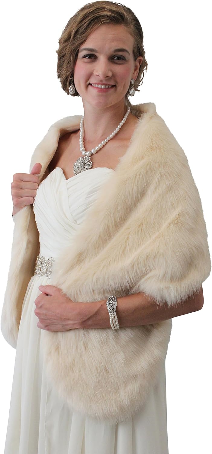 champagne faux fur wrap
