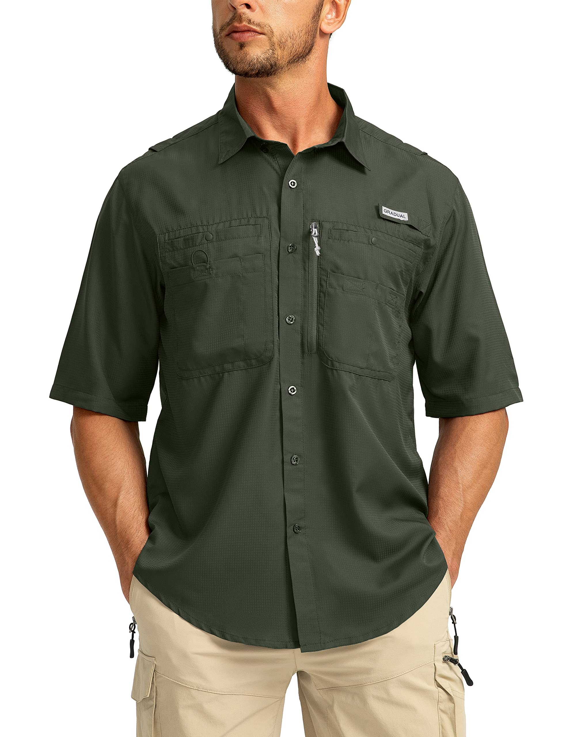 Men's Fishing Shirts with Zipper Pockets UPF