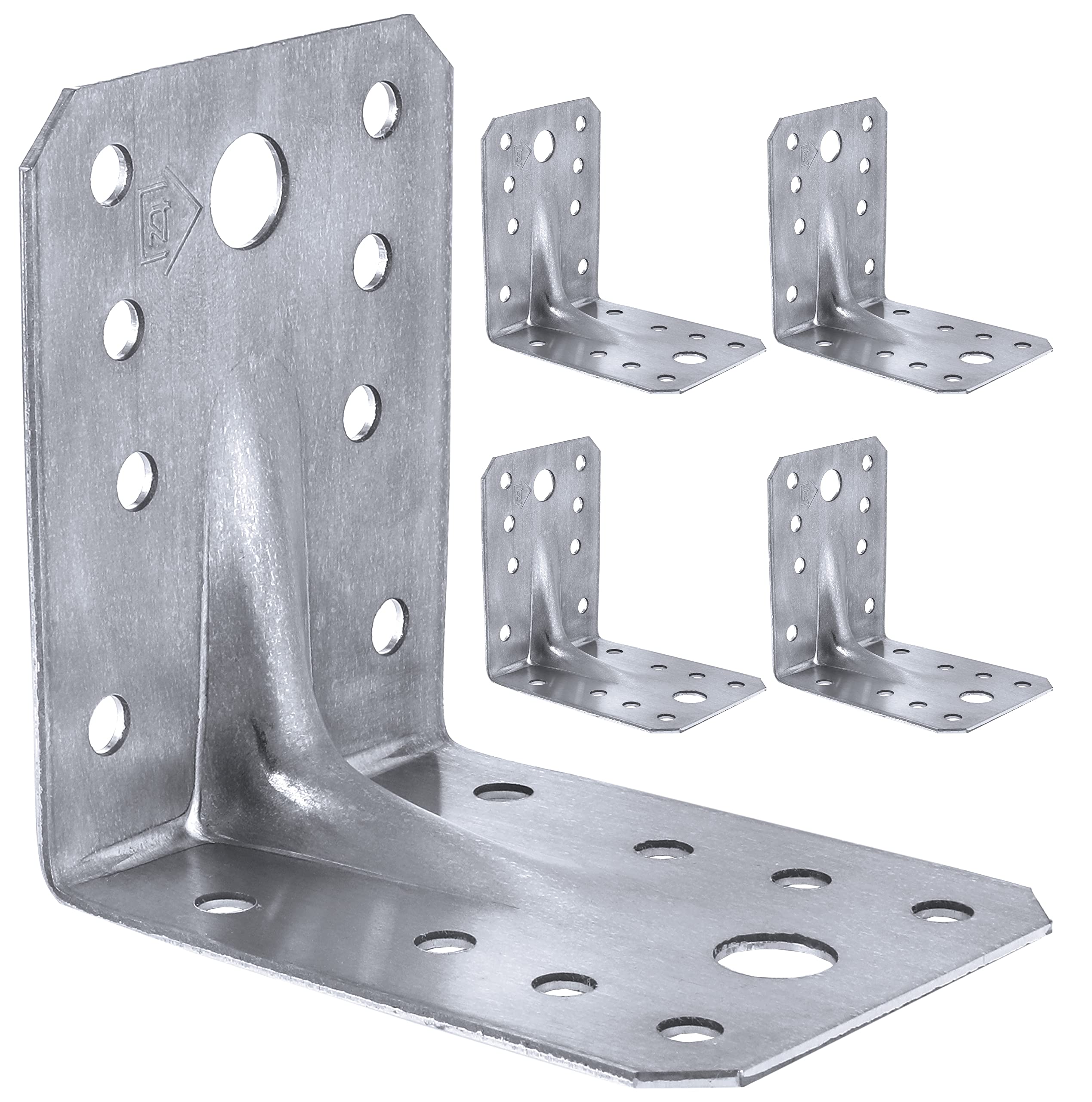 Angle Brackets Corner Braces Galvanised 2,75"x 2,75"x 2,17"x 0,06" (70 x 70 x 55 x 1,5mm) Pack of 5pcs Silver — image 1