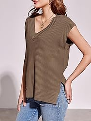 Saodimallsu Womens V Neck Sweater Vest Oversized