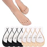 YFUNNLE 8 Pairs Lace Ultra Low Cut Liner Toe Socks with Sling, No Show Toe Topper Non Slip Half Socks for Heels