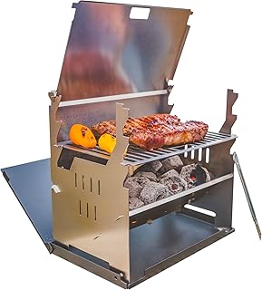 FENNEK Grill | Mobiler und steckbarer Holzkohle-Grill aus Edelstahl für Camping, Trekking, Vanlife, Garten und Outdoor Grill-Spaß…