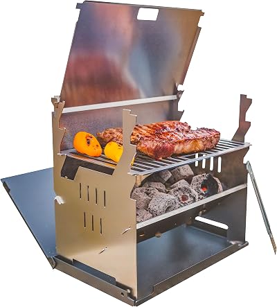 FENNEK Portable Charcoal Grill - Stainless Steel BBQ for Camping & Outdoor