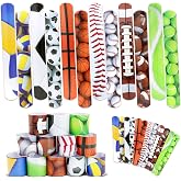Sports Slap Bracelets Set 48 Counts Sports Party Favors Football Basketball Soccer Baseball Volleyball Tennis Accessories Party Favors Bracelets Wristbands Football Party Supplies Classroom Prize