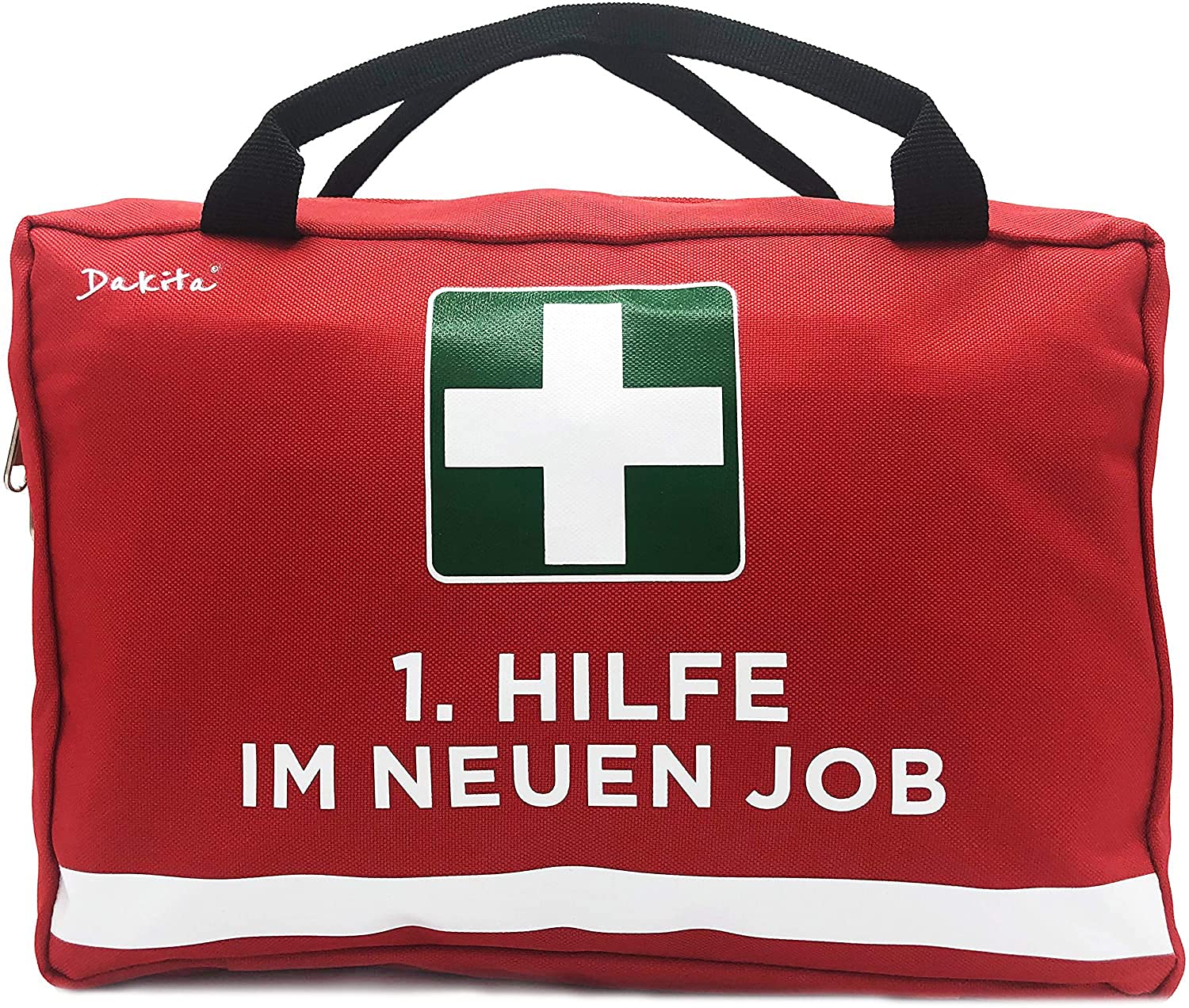 Dakita 1st Aid Bag for Leaving Colleagues - 28 x 18 x 8 cm Large | Funny Gift for Leaving Colleague for Job Change | Ideal Farewell Gift for Work Colleagues, Red - New Job, Ohne Inhalt