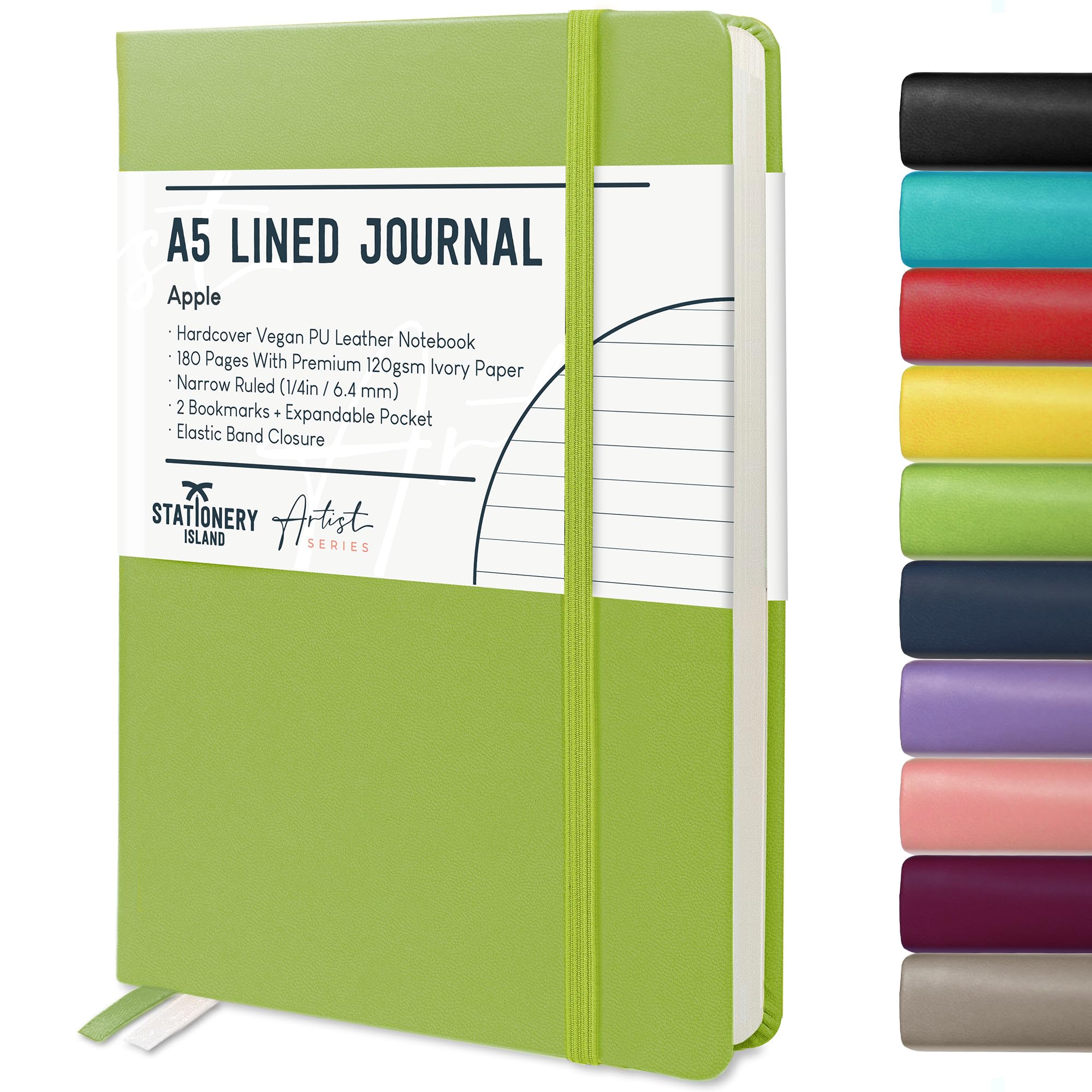 STATIONERY ISLAND A5 Lined Notebook, Journal Lined Hardcover with 120gsm Premium Thick Paper, 180 Pages Hardback Ruled Journal Notebook for Writing, Working, Study, Planning, Diary, Journaling — image 1