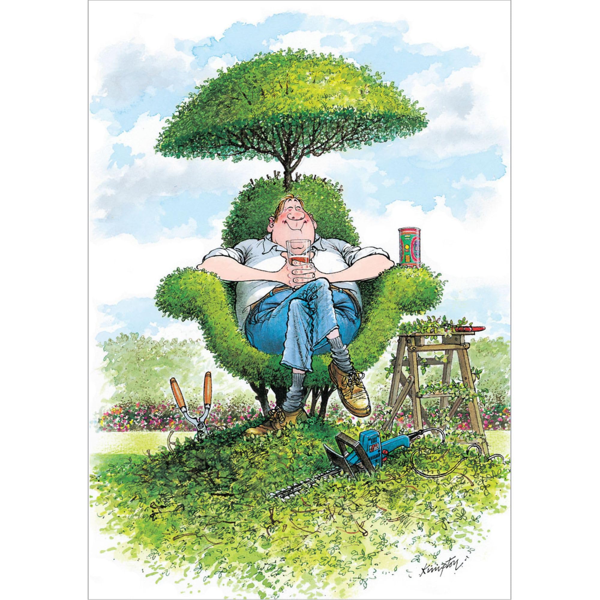 Ling Design Funny Birthday Card for Him - Humorous Garden Chair Cartoon - Happy Birthday Card for Dad, Grandad, Friend or Male Family Member