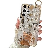 PHOQOYO for Galaxy S24 Ultra Case Wrist Band Kickstand Cover Ultra Slim IMD Animal Pattern Shockproof Protection Holder Cover for Samsung Galaxy S24 Ultra 5G(Cartoon Characters)