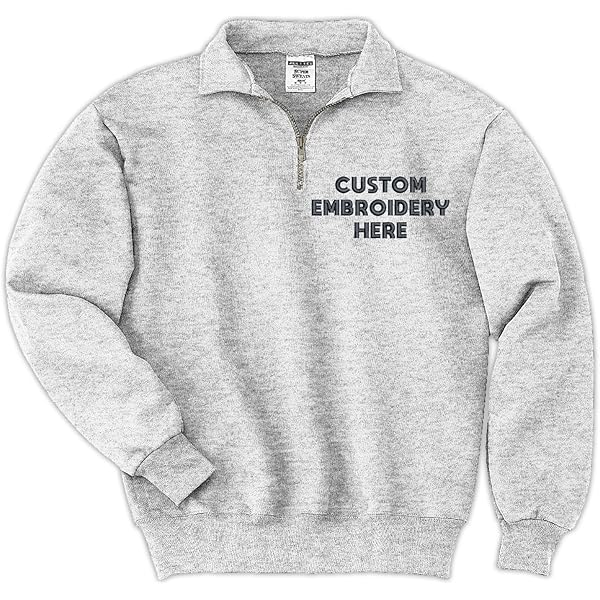 Custom Embroidered Quarter Zip Pullover, Long Sleeve, Personalized