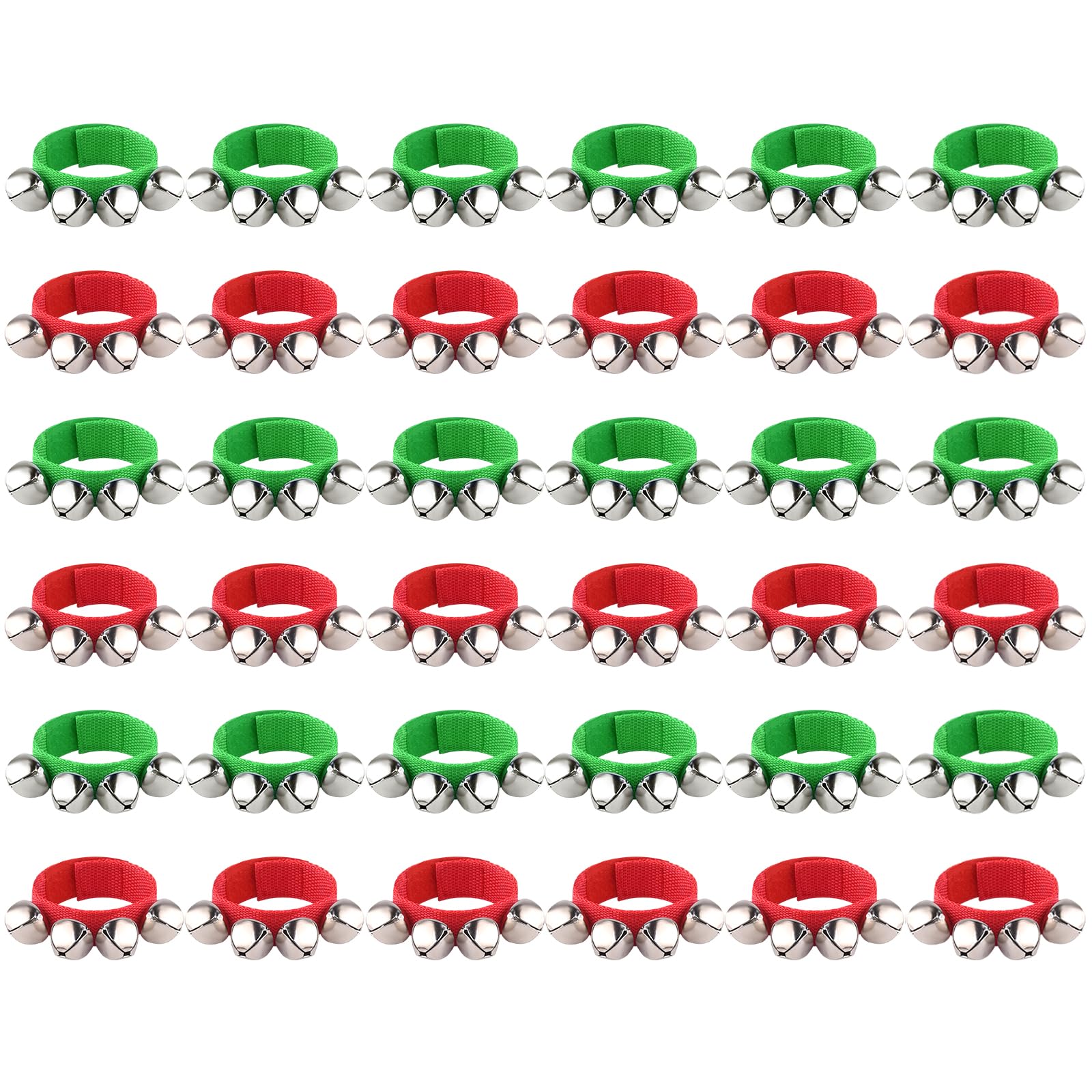 FEPITO 36 Pieces Christmas Band Wrist Bells Bracelets Jingle Bells Musical Ankle Bells Rhythm Instrument Percussion Christmas Party Decoration Favors