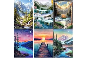 EWJRNSF 6 Pack 5D Diamond Painting Kits for Adults, Landscape Diamond Arts Kits Diamond Art Sets,Gem Painting by Number Kits for Adults Beginners Home Wall Decor 11.8x15.7 Inches