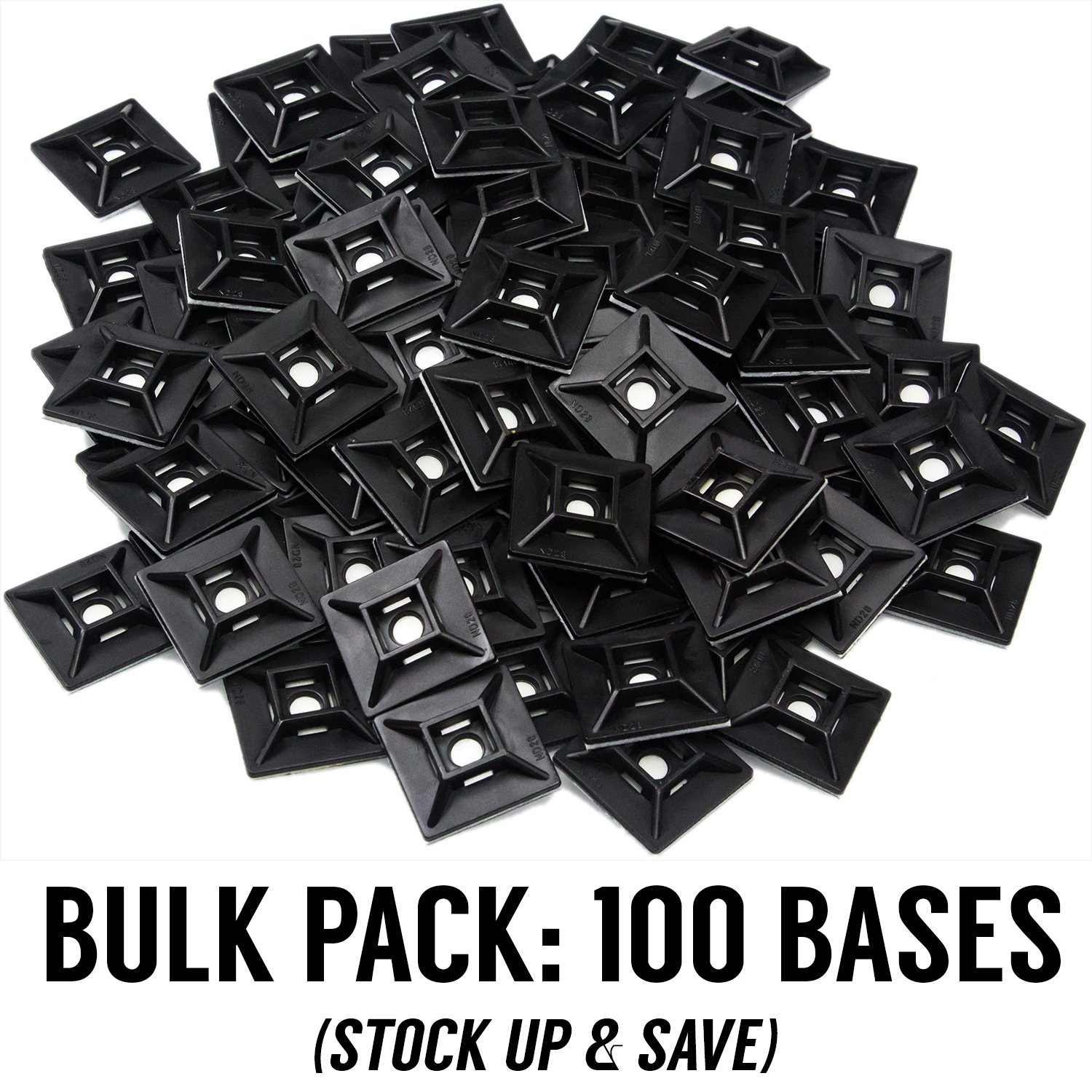 Zip Tie AdhesiveBacked Mounts 100 Pack by Nova Supply. Professional