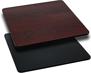 Flash Furniture 24'' Square Table Top with Black or Mahogany Reversible Laminate Top