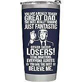 BETHEGIFT Gifts for Dad from Daughter, Son, Kids on Fathers Day, Christmas - Funny Fathers Day Tumbler - Present for Father - Dad Birthday Tumbler 20oz, Navy Insulated Stainless Steel | Son, Kids, Fathers Day, Christmas, Birthday