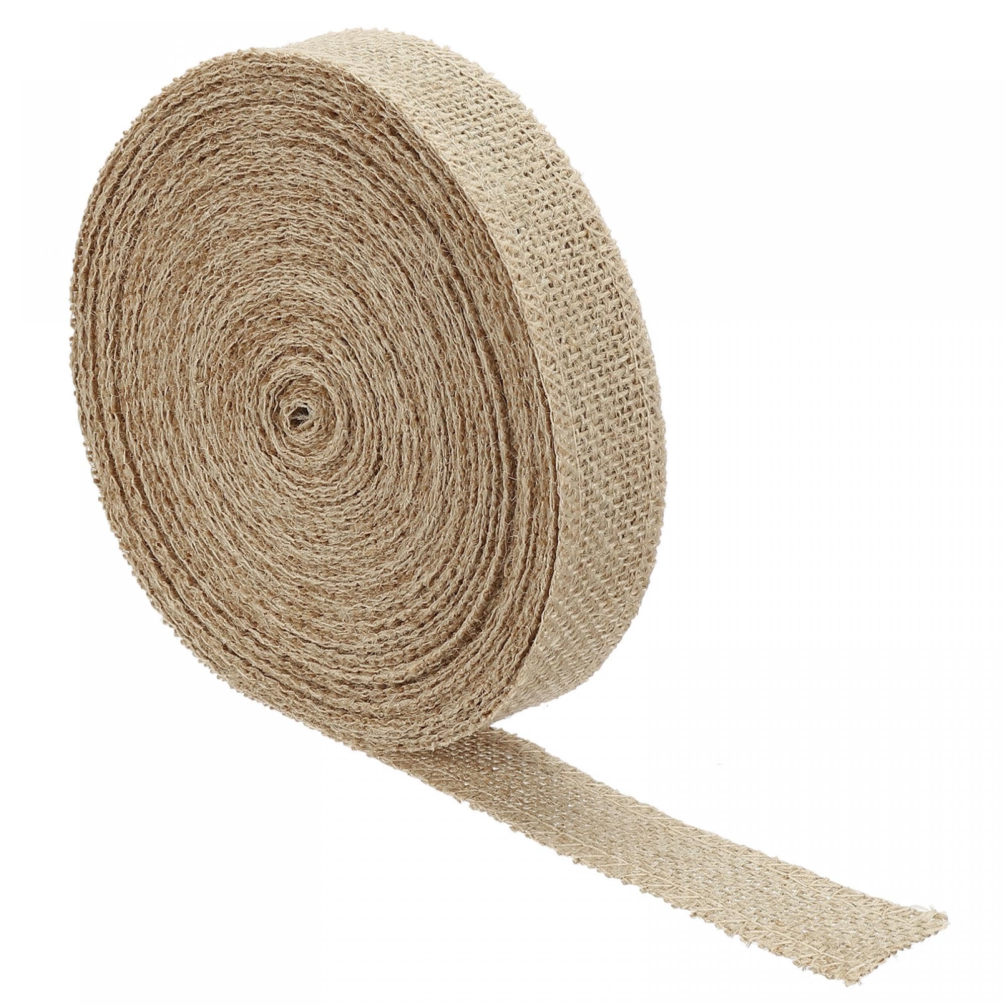 PATIKIL 1.18 Inch Wide 20 Yards Burlap Fabric Ribbon, 1 Pack Wired Jute Crafts Roll for Party Home DIY Wrapping Decoration