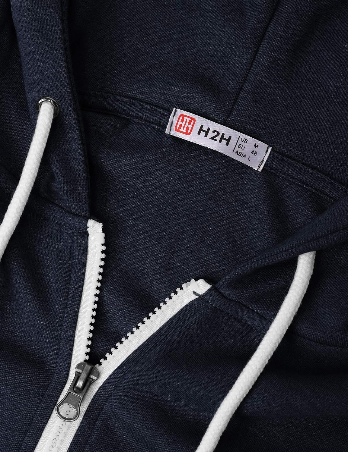 H2H Mens Casual Zip up Hoodie Jacket Double Cotton Lightweight Hooded at  Men’s Clothing store